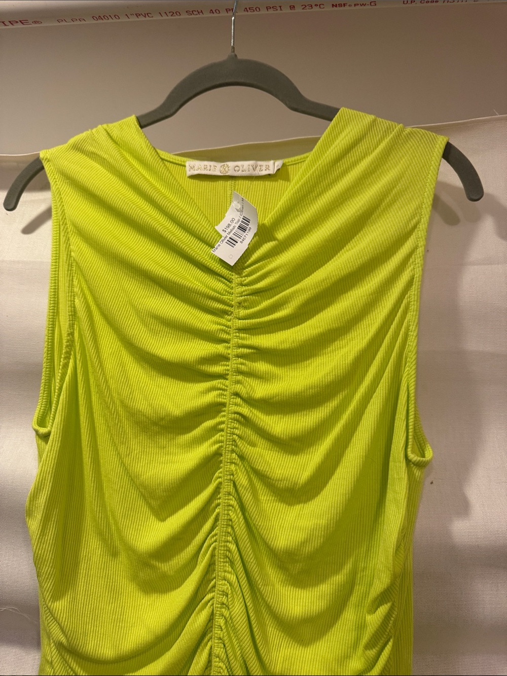 Marie Oliver Lime Green Ruched Sleeveless Top New With Tags